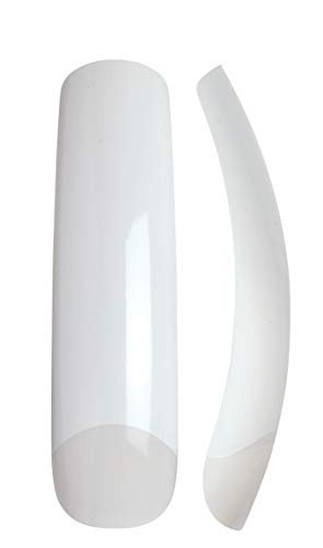 Goldfinger 100 Acrylic Plain Nails - Empress Curve, Long Length, Half Cover French False Nail Tips (White, 100 Count) - görsel 7