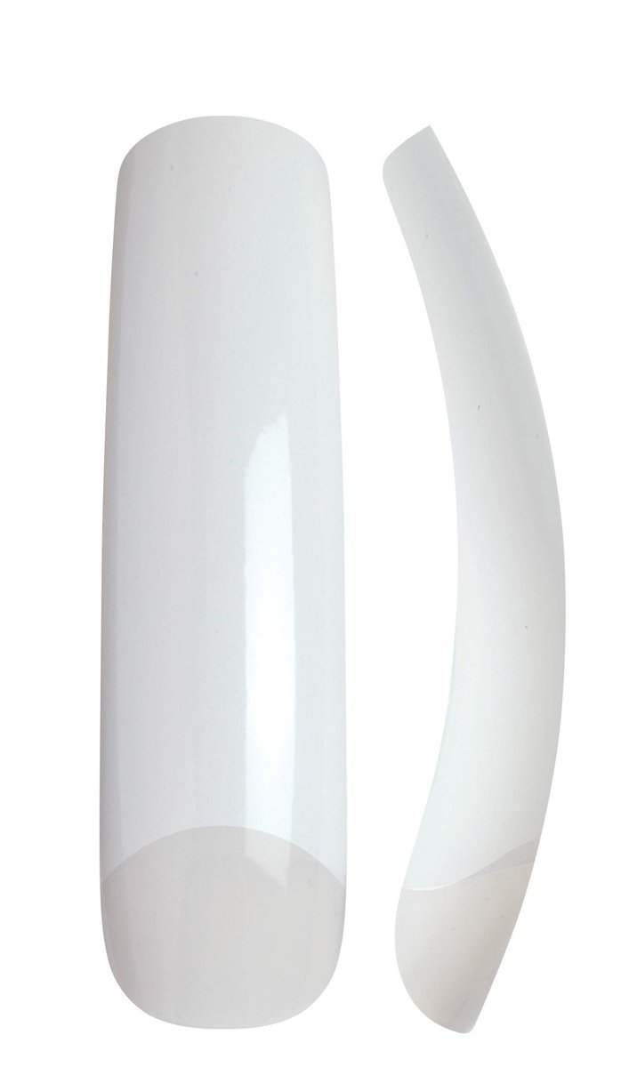 Goldfinger 100 Acrylic Plain Nails - Empress Curve, Long Length, Half Cover French False Nail Tips (White, 100 Count) - görsel 5