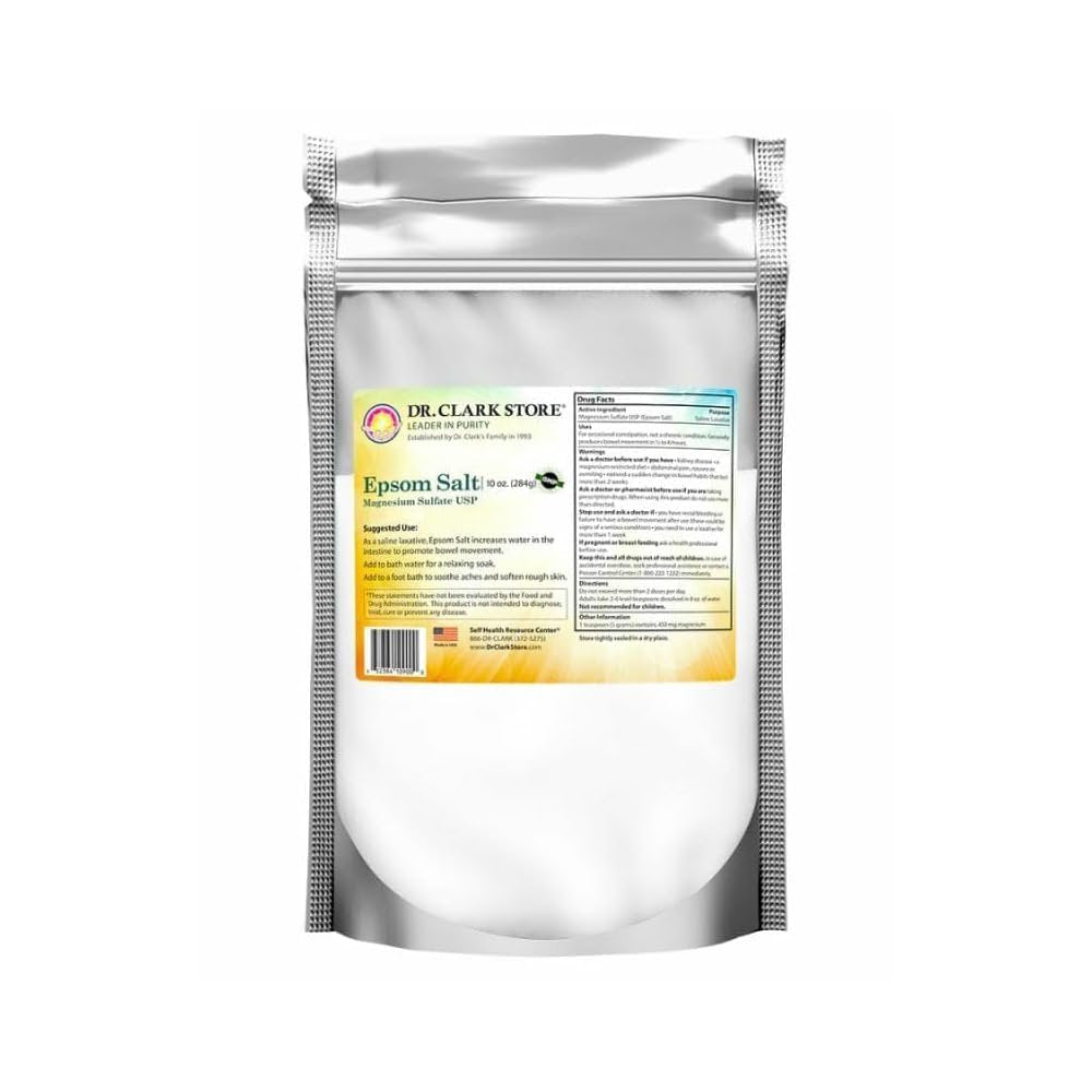 Dr. Clark Store Epsom Salt 10 Ounces – USP Food Grade Magnesium Sulfate for Detoxification, Muscle Relaxation, Skin Care, and Occasional Constipation Relief Avelisse