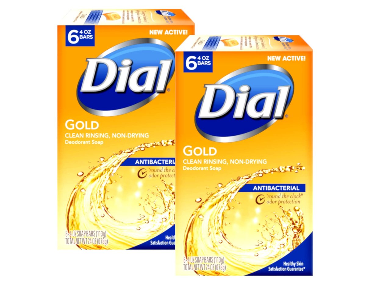 Dial Antibacterial Soap Bar, Gold, 6 Count (Pack of 2) - 12 Bars Total Avelisse