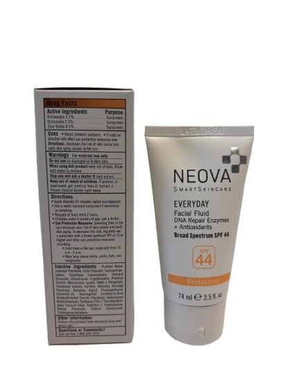 NEOVA SmartSkincare Facial Sunscreen Everyday Facial Fluid SPF 44 - Broad Spectrum Hybrid Sun Defense, Oil-Free & Non-Comedogenic, 2.5 fl. oz. Avelisse