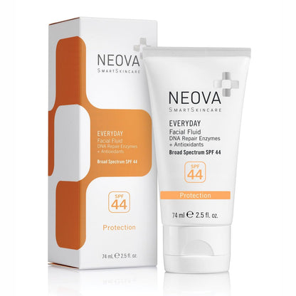 NEOVA SmartSkincare Facial Sunscreen Everyday Facial Fluid SPF 44 - Broad Spectrum Hybrid Sun Defense, Oil-Free & Non-Comedogenic, 2.5 fl. oz. Avelisse