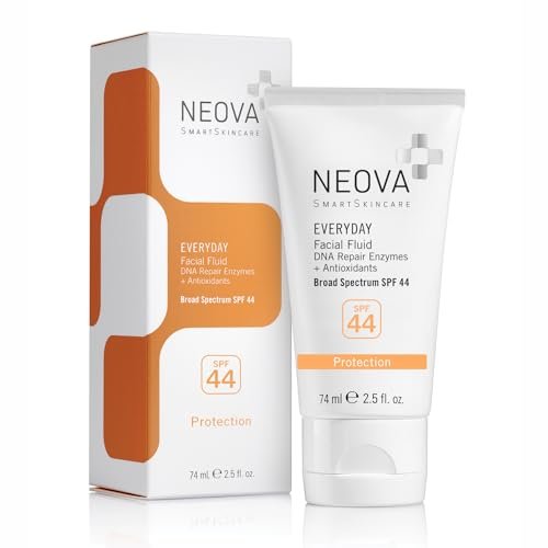 NEOVA SmartSkincare Facial Sunscreen Everyday Facial Fluid SPF 44 - Broad Spectrum Hybrid Sun Defense, Oil-Free & Non-Comedogenic, 2.5 fl. oz. Avelisse