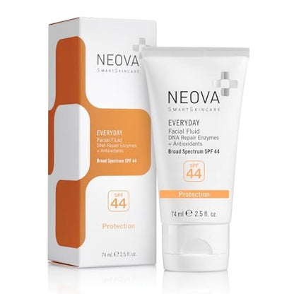 NEOVA SmartSkincare Facial Sunscreen Everyday Facial Fluid SPF 44 - Broad Spectrum Hybrid Sun Defense, Oil-Free & Non-Comedogenic, 2.5 fl. oz. Avelisse