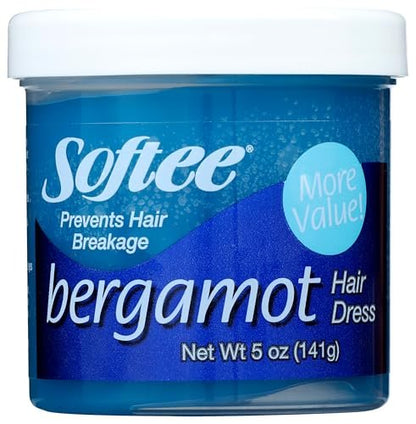 Softee Bergamot Hair Dressing Gel - Blue, 5 oz - Alcohol-Free Styling for Curly & Natural Hair
