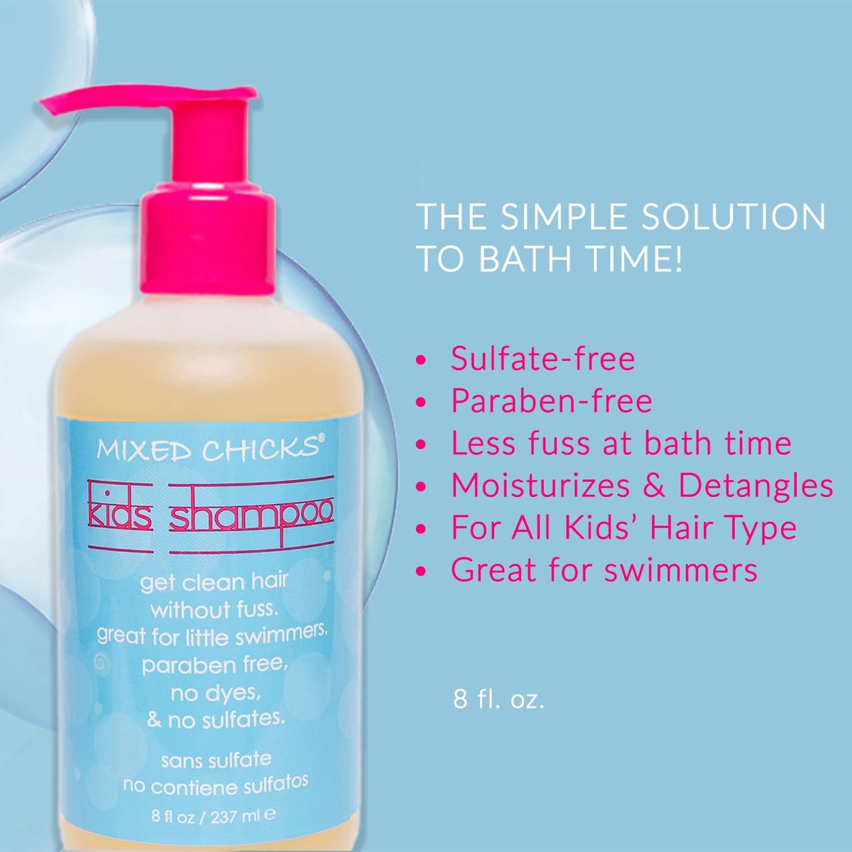 Mixed Chicks Kid's Quad Pack - Shampoo, Conditioner, Leave-in Conditioner & Tangle-Tamer - 8 fl oz Each (4-Piece Set) Avelisse