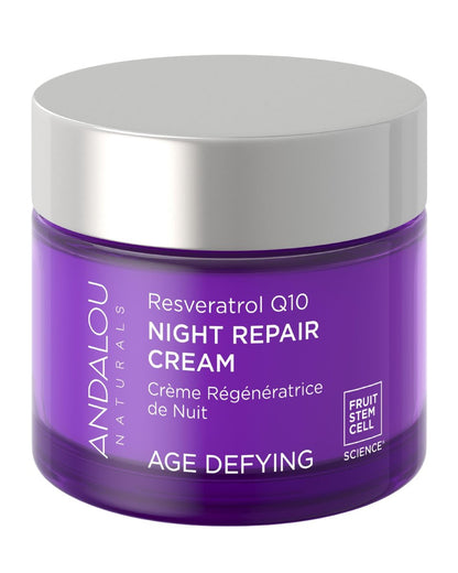 Andalou Naturals Resveratrol Q10 Night Repair Cream for Dry Skin, Fine Lines & Wrinkles - 1.7 oz