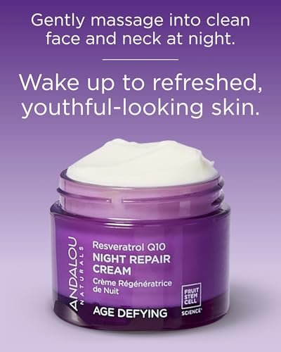 Andalou Naturals Resveratrol Q10 Night Repair Cream for Dry Skin, Fine Lines & Wrinkles - 1.7 oz - görsel 8