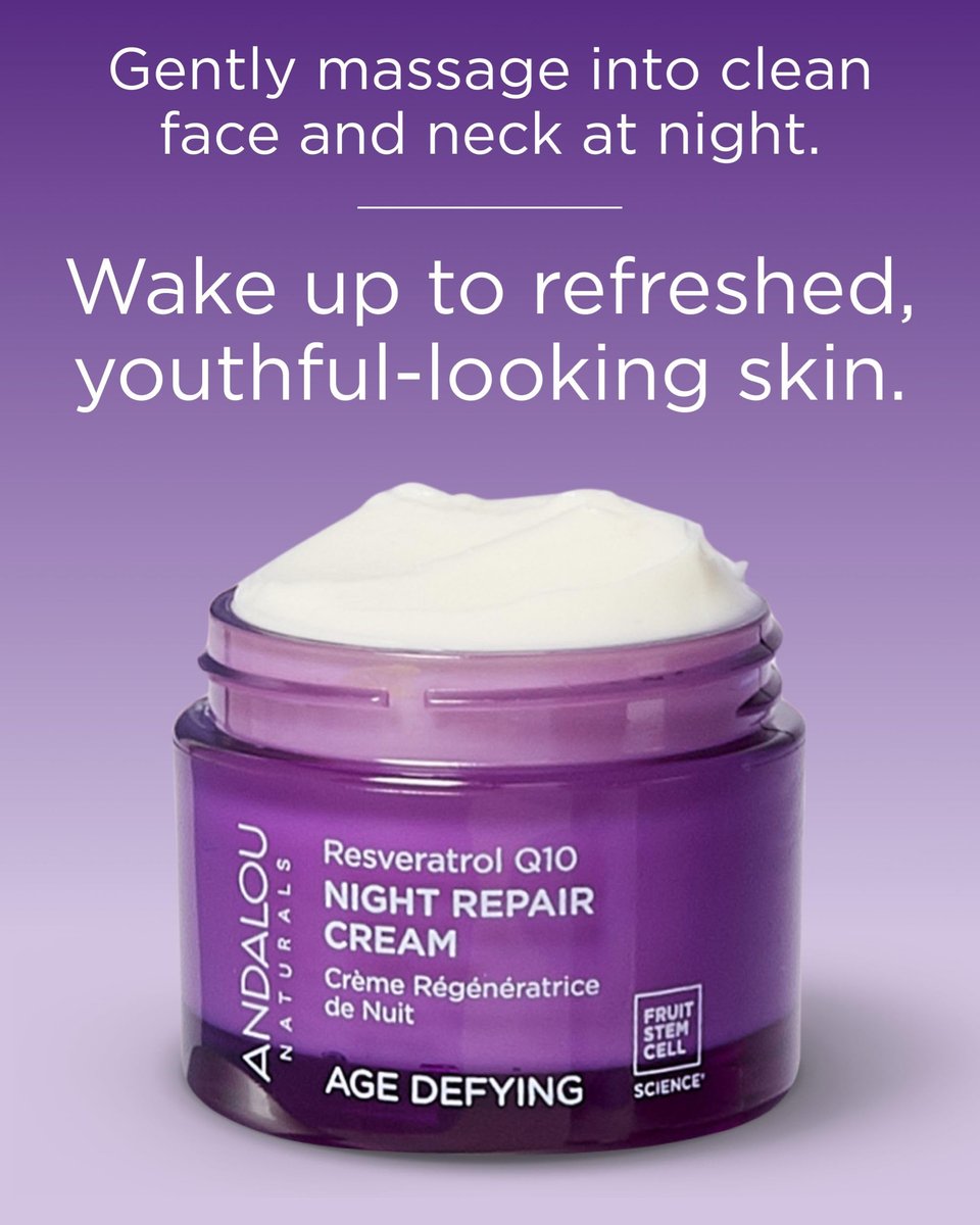 Andalou Naturals Resveratrol Q10 Night Repair Cream for Dry Skin, Fine Lines & Wrinkles - 1.7 oz - görsel 7