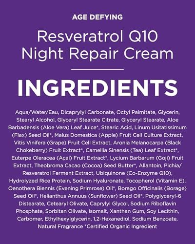 Andalou Naturals Resveratrol Q10 Night Repair Cream for Dry Skin, Fine Lines & Wrinkles - 1.7 oz - görsel 16