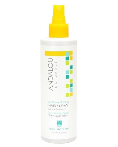 Andalou Naturals Sunflower & Citrus Brilliant Shine Hair Spray - Medium Hold, Frizz Control, Natural & Cruelty Free, 8.2 fl oz