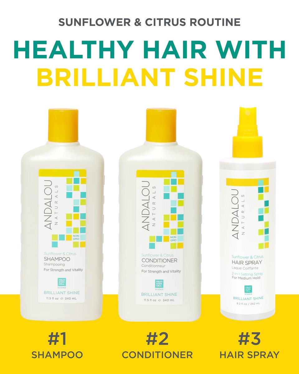 Andalou Naturals Sunflower & Citrus Brilliant Shine Hair Spray - Medium Hold, Frizz Control, Natural & Cruelty Free, 8.2 fl oz - görsel 6