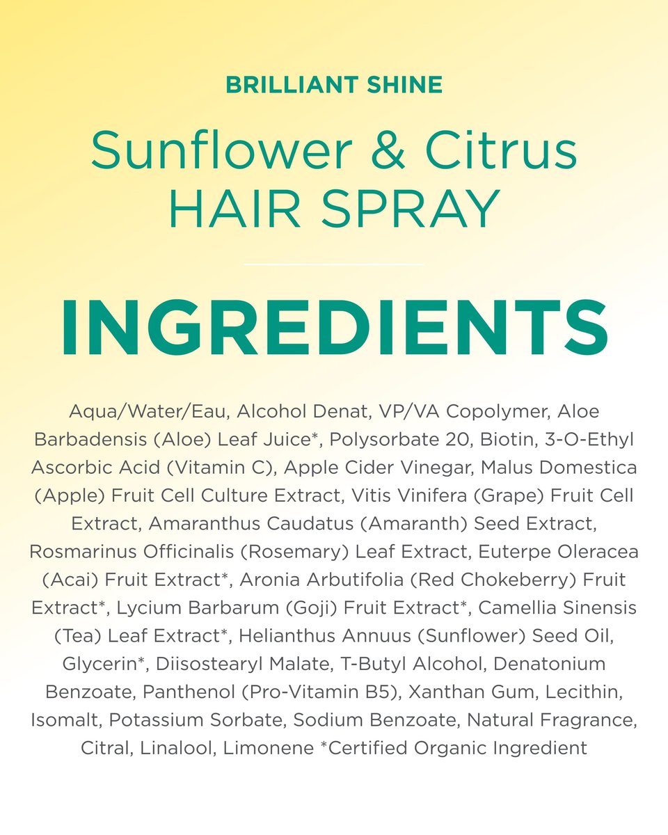 Andalou Naturals Sunflower & Citrus Brilliant Shine Hair Spray - Medium Hold, Frizz Control, Natural & Cruelty Free, 8.2 fl oz - görsel 14