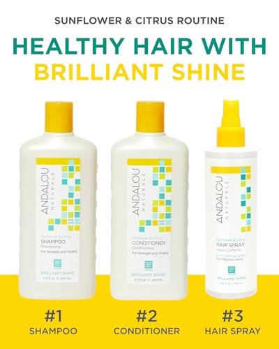 Andalou Naturals Sunflower & Citrus Brilliant Shine Hair Spray - Medium Hold, Frizz Control, Natural & Cruelty Free, 8.2 fl oz - görsel 5
