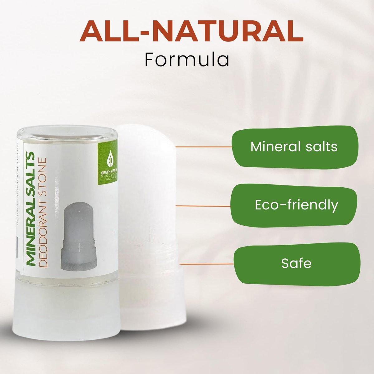 Green Virgin Products 100% Pure Deodorant Stone - All Natural Mineral Salts Deodorant, 1 Count Avelisse