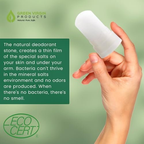 Green Virgin Products 100% Pure Deodorant Stone - All Natural Mineral Salts Deodorant, 1 Count Avelisse