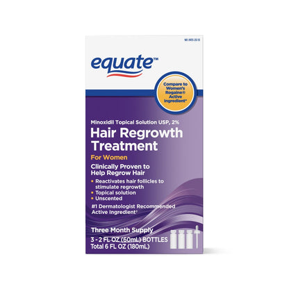 Equate Hair Regrowth Treatment for Women – 3 Month Supply, 2 fl oz (3 Pack) Avelisse