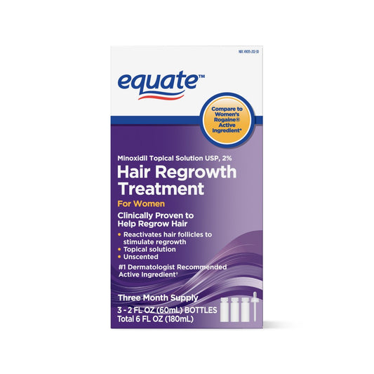 Equate Hair Regrowth Treatment for Women – 3 Month Supply, 2 fl oz (3 Pack) Avelisse