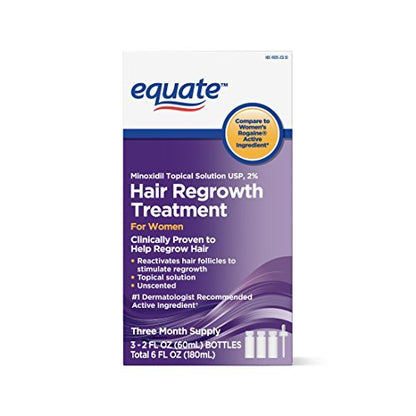Equate Hair Regrowth Treatment for Women – 3 Month Supply, 2 fl oz (3 Pack) Avelisse