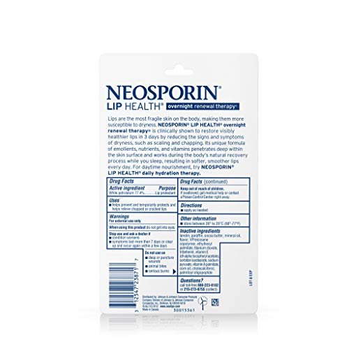 Neosporin Lip Health Overnight Healthy Lips Renewal Therapy Petrolatum Lip Protectant, 0.27 oz. (Pack of 2) Avelisse