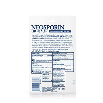 Neosporin Lip Health Overnight Healthy Lips Renewal Therapy Petrolatum Lip Protectant, 0.27 oz. (Pack of 2) Avelisse