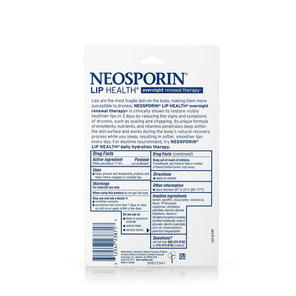 Neosporin Lip Health Overnight Healthy Lips Renewal Therapy Petrolatum Lip Protectant, 0.27 oz. (Pack of 2) Avelisse