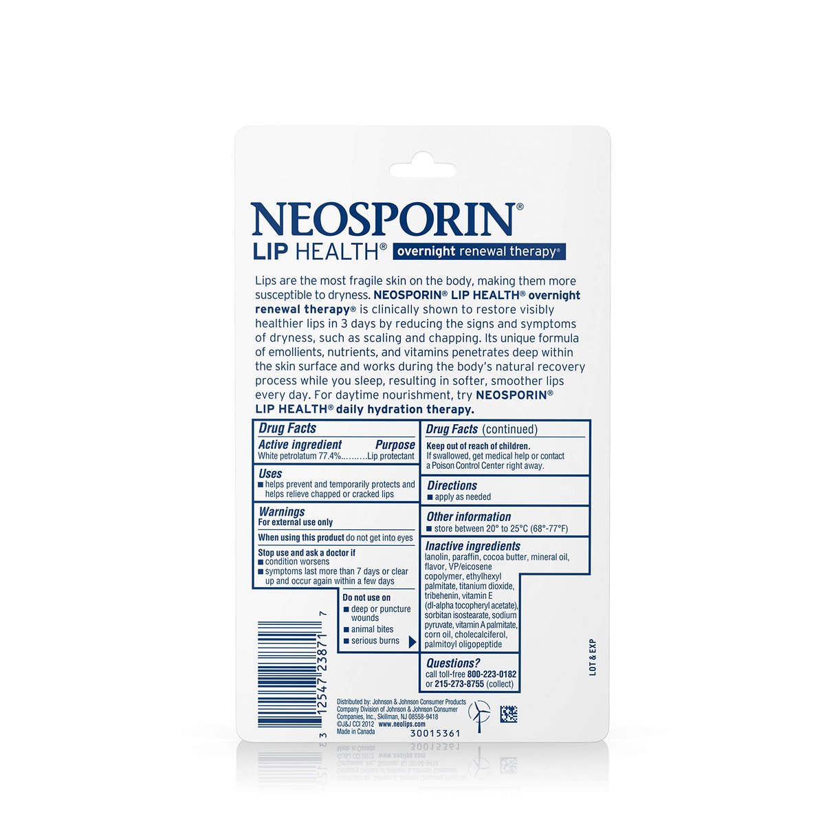 Neosporin Lip Health Overnight Healthy Lips Renewal Therapy Petrolatum Lip Protectant, 0.27 oz. (Pack of 2) Avelisse