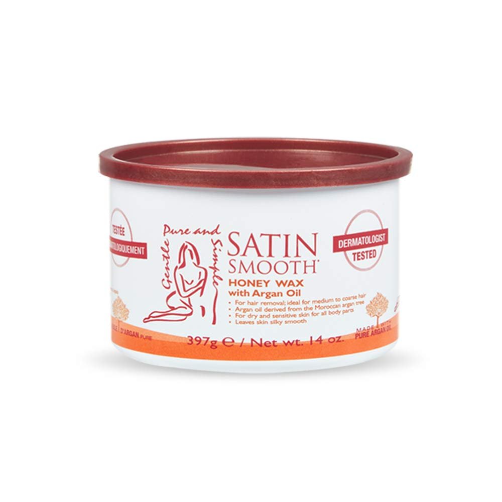 Satin Smooth Honey Hair Removal Wax with Argan Oil - 14 oz for Medium to Coarse Hair, Sensitive Skin Avelisse