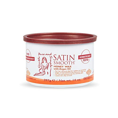 Satin Smooth Honey Hair Removal Wax with Argan Oil - 14 oz for Medium to Coarse Hair, Sensitive Skin Avelisse
