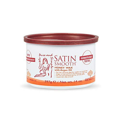 Satin Smooth Honey Hair Removal Wax with Argan Oil - 14 oz for Medium to Coarse Hair, Sensitive Skin Avelisse