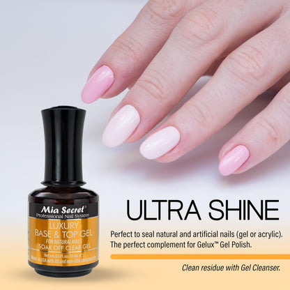 Mia Secret Luxury Base and Top Coat - Clear Gel Polish - 15ml (0.5 oz) - High Gloss Finish - Compatible with Gelux Avelisse