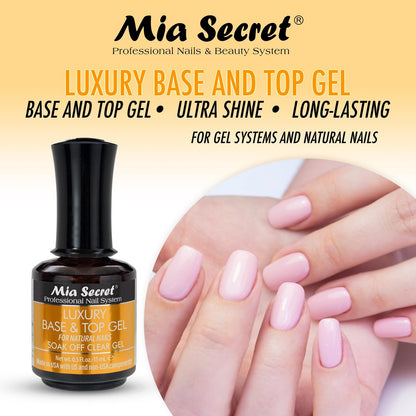 Mia Secret Luxury Base and Top Coat - Clear Gel Polish - 15ml (0.5 oz) - High Gloss Finish - Compatible with Gelux Avelisse