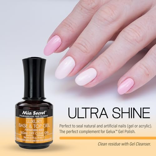Mia Secret Luxury Base and Top Coat - Clear Gel Polish - 15ml (0.5 oz) - High Gloss Finish - Compatible with Gelux Avelisse