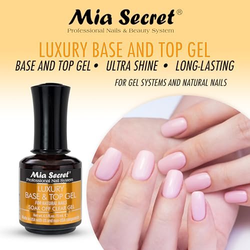 Mia Secret Luxury Base and Top Coat - Clear Gel Polish - 15ml (0.5 oz) - High Gloss Finish - Compatible with Gelux Avelisse