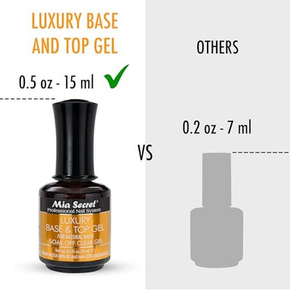 Mia Secret Luxury Base and Top Coat - Clear Gel Polish - 15ml (0.5 oz) - High Gloss Finish - Compatible with Gelux Avelisse