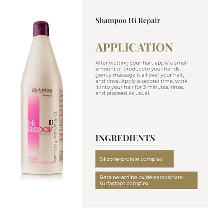 SALERM Hi Repair Shampoo - Deep Hydration for Damaged Hair, 33.81 Fl Oz Avelisse
