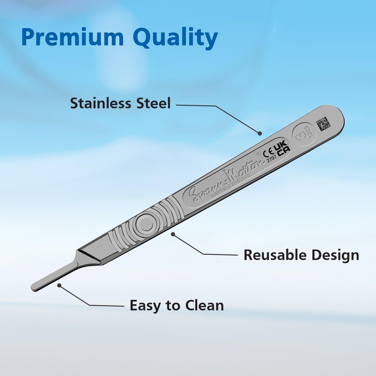 Swann Morton Scalpel Handle No. 3 - Stainless Steel, Fits Blades 10-15A, Dermaplaning & Surgical Precision Avelisse