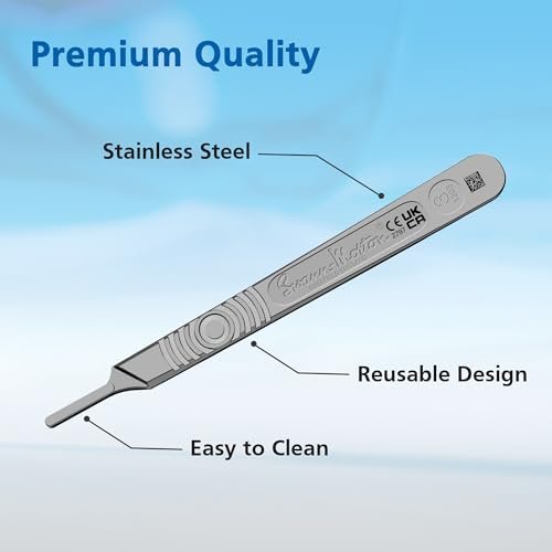 Swann Morton Scalpel Handle No. 3 - Stainless Steel, Fits Blades 10-15A, Dermaplaning & Surgical Precision Avelisse