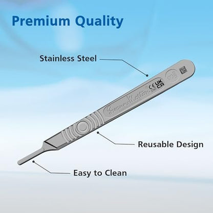 Swann Morton Scalpel Handle No. 3 - Stainless Steel, Fits Blades 10-15A, Dermaplaning & Surgical Precision Avelisse