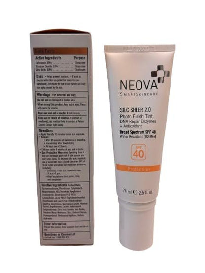 NEOVA SmartSkincare Silc Sheer 2.0 Tinted Sunscreen SPF 40 - Broad Spectrum, Water Resistant, Oil-Free, 2.5 fl oz Avelisse
