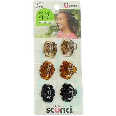 Scunci No-Slip Grip Mini Octopus Jaw Clips - 6 Count (Pack of 2) - Black - görsel 11