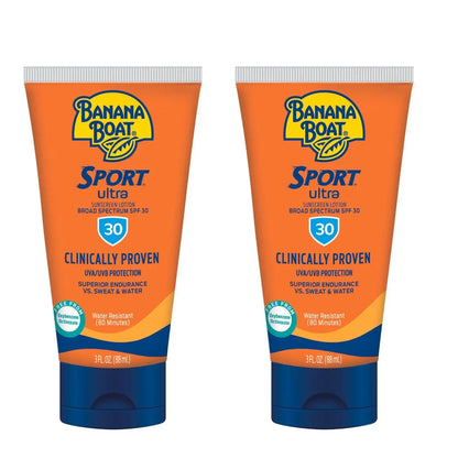Banana Boat Sport Ultra Sunscreen Lotion SPF 30, Twin Pack - Sweat & Water Resistant Sunblock for Active Lifestyles (3 oz Each) Avelisse