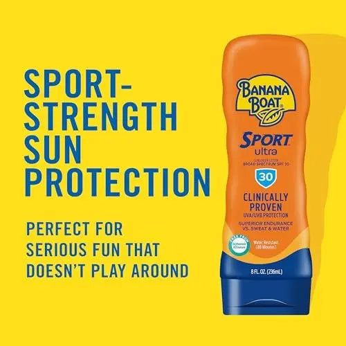 Banana Boat Sport Ultra Sunscreen Lotion SPF 30, Twin Pack - Sweat & Water Resistant Sunblock for Active Lifestyles (3 oz Each) Avelisse