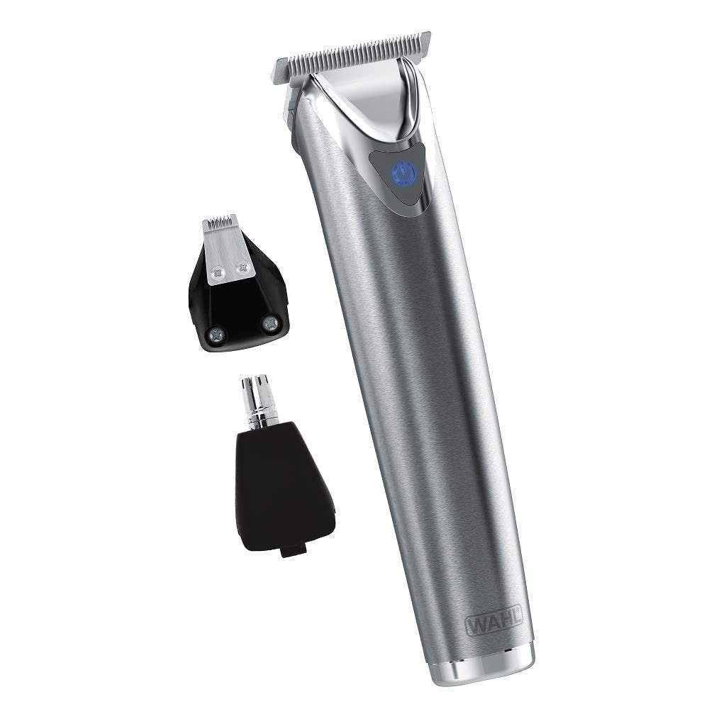 Wahl USA Stainless Steel Lithium-Ion Cordless Beard Trimmer for Men - Rechargeable All-in-One Trimmer with Rotary Ear & Nose Trimmer & Detail Trimmer - Model 9818A, 13 Piece Set Avelisse