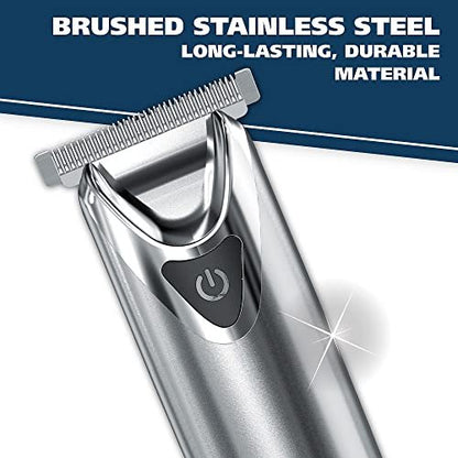 Wahl USA Stainless Steel Lithium-Ion Cordless Beard Trimmer for Men - Rechargeable All-in-One Trimmer with Rotary Ear & Nose Trimmer & Detail Trimmer - Model 9818A, 13 Piece Set Avelisse