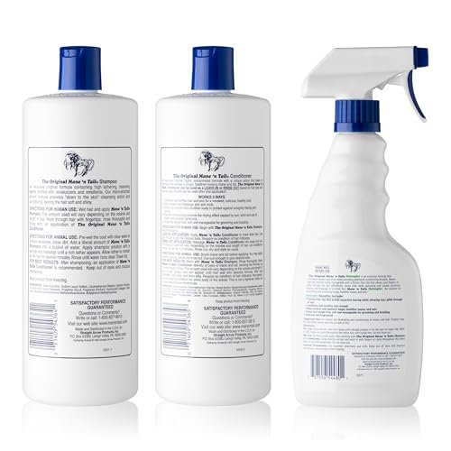 Mane 'n Tail 3-Piece Kit: 32 oz Shampoo, 32 oz Conditioner, 16 oz Detangler for Strong, Healthy Hair Avelisse