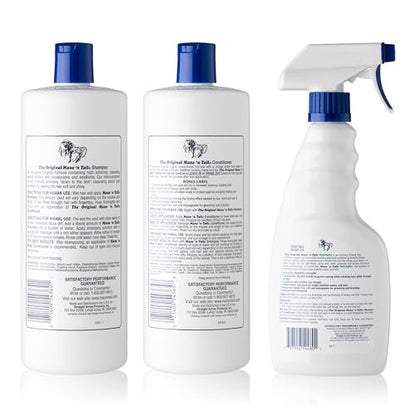 Mane 'n Tail 3-Piece Kit: 32 oz Shampoo, 32 oz Conditioner, 16 oz Detangler for Strong, Healthy Hair Avelisse