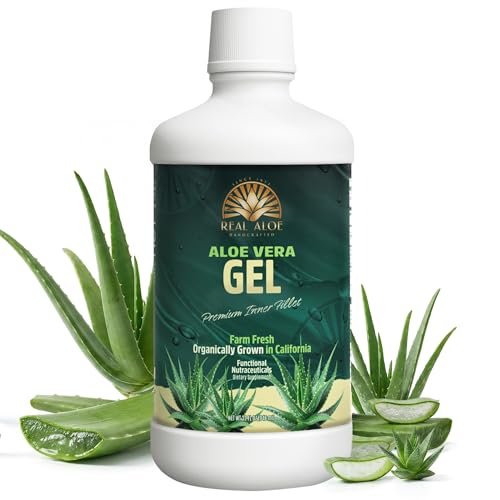 Real Aloe Aloe Vera Gel (32 fl oz) - Organic Inner Leaf Gel for Gut Health & Digestion, Aloin-Free, Made in USA Avelisse
