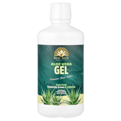 Real Aloe Aloe Vera Gel (32 fl oz) - Organic Inner Leaf Gel for Gut Health & Digestion, Aloin-Free, Made in USA Avelisse