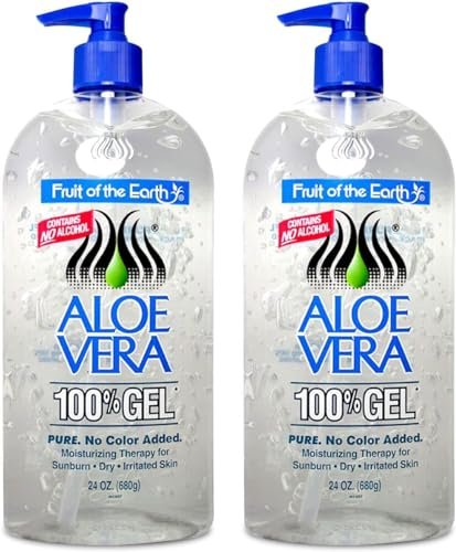 Fruit Of The Earth Aloe Vera 100% Gel 24 oz (2 Pack) - Pure Moisturizer for Sunburn Relief & Daily Skin Care